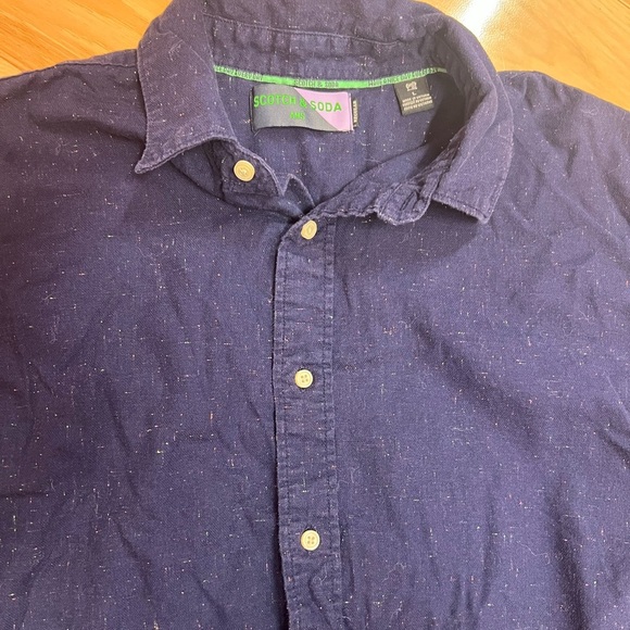 Scotch & Soda Men’s Blue Dot Spot Pattern 100% Cotton Long Sleeve Shirt Size L - Picture 6 of 8